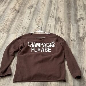 Champagne Brown Sweater with White Text
